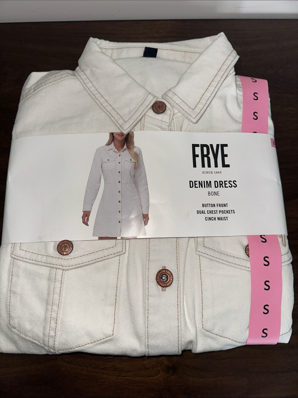 FRYE Bone Denim Button-Front Shirt Dress